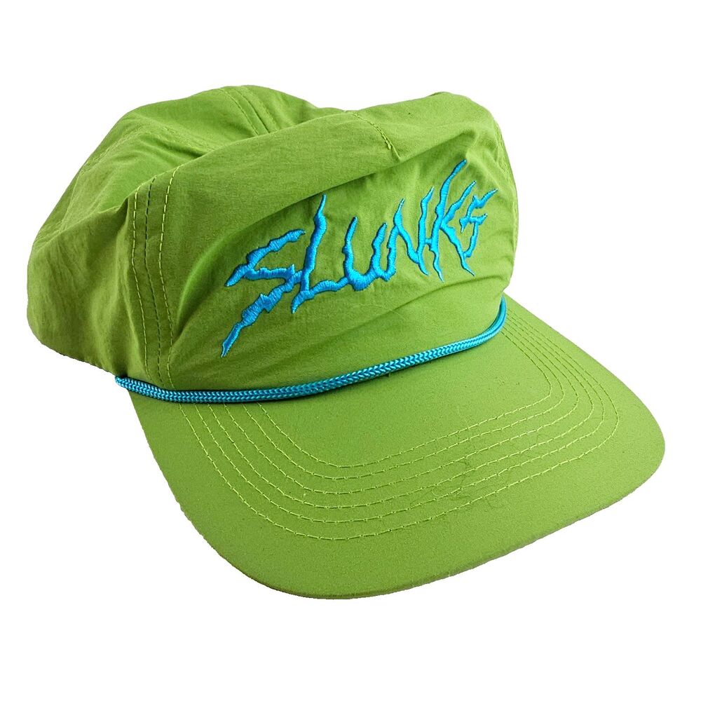 Slunks Hat Green Blue Logo Rope Snapback Running Performance 5 Panel Cap